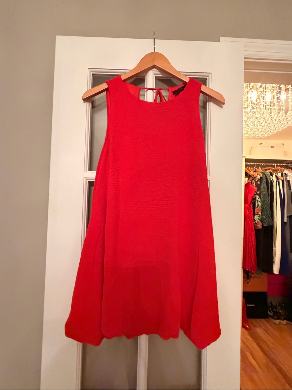 Sleeveless Red Mini Dress with Back Tie - Unbranded